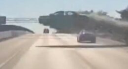 Car goes airborne over Long Island highway