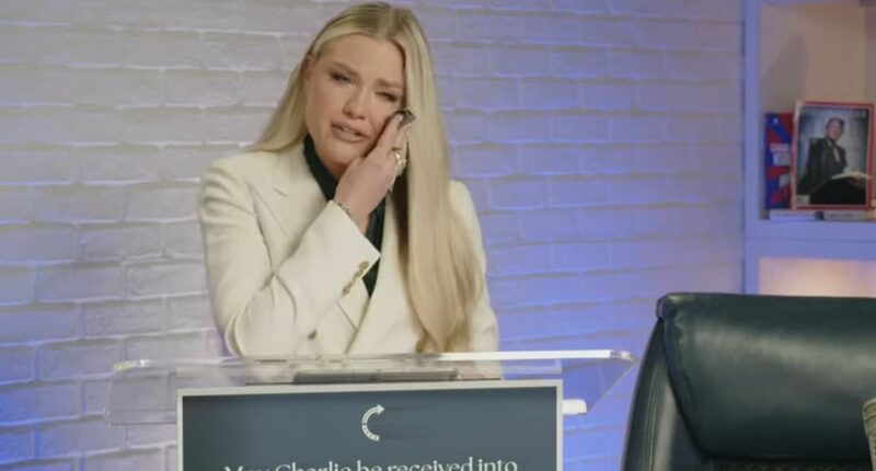 Charlie Kirk's devastated wife Erika breaks down as she pays tribute