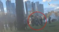 Disturbing moment far right demonstrators ambush Aboriginal camp