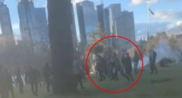 Disturbing moment far right demonstrators ambush Aboriginal camp