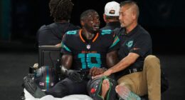 Dolphins' Tyreek Hill carted off field and taken to hospital with serious left leg injury