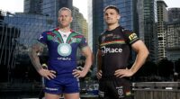 The Warriors will host the Panthers in week one of the NRL finals on Saturday (pictured, New Zealand star Mitch Barnett, left, and Penrith's Nathan Cleary)