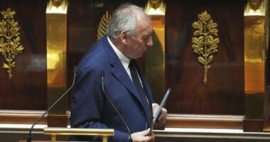 French Prime Minister Francois Bayrou leaves after addressing the National Assembly, prior to a parliamentary confidence vote that could bring him down, in Paris, France.