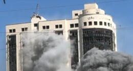 Gaza City high-rise destroyed by Israeli strikes