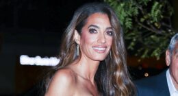 George Clooney's wife Amal wows in floral frock at Jay Kelly premiere