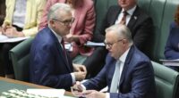 Minister for Home Affairs, Minister for Immigration and Citizenship, Minister for Cyber Security, Minister for the Arts and Leader of the House Tony Burke and Prime Minister Anthony Albanese during Question Time at Parliament House in Canberra on Tuesday 2 September 2025.