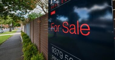 A for sale sign on a home.