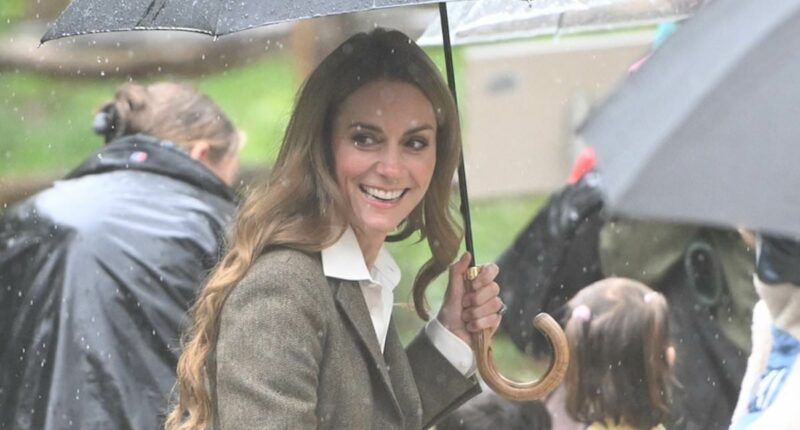Kate to the rescue! Moment Princess of Wales helps save school pupils with act of kindness during sudden downpour