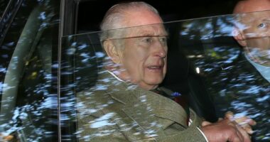 King and Queen arrive for Sunday service at Crathie Kirk as Andrew and Sarah Ferguson are told to avoid Christmas at Sandringham and Prince Harry blames 'men in grey suits' for 'sabotaging' reunion with Charles