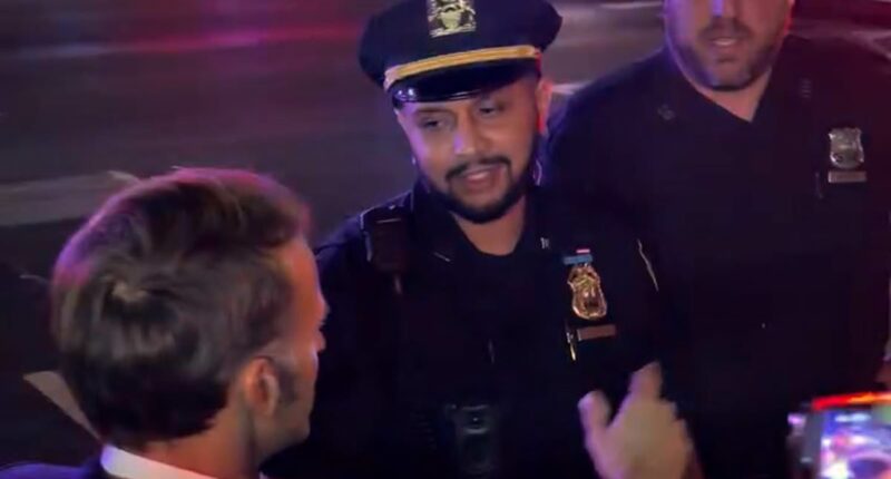 Macron is stopped by New York cops as street closed for Trump