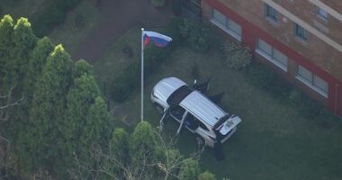 A Victorian man has been charged, accused of acting erratically at the Russian Consulate in Sydney's east before ploughing a car through the gates.