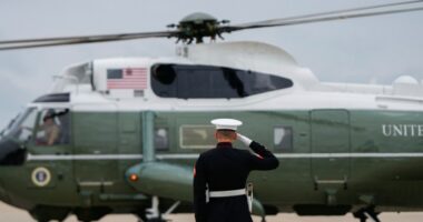 Man charged with allegedly pointing laser at Marine One with Trump on board