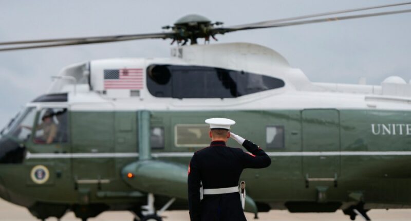 Man charged with allegedly pointing laser at Marine One with Trump on board