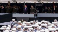 President Trump stands alongside Lieutenant General Steven W. Gilland during the United States Military Academy commencement ceremonies in West Point, N.Y., on May 24, 2025. (Adam Gray, Associated Press)