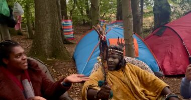 Moment furious Scot confront 'delusional' African 'Queen' in woods