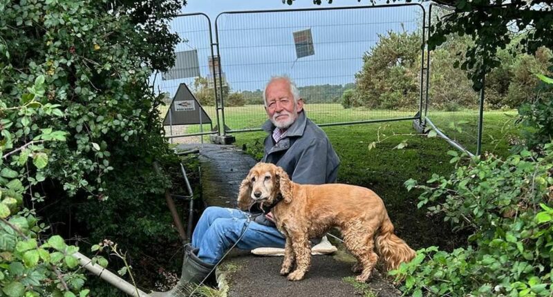 Pensioner chains himself to footbridge to stop it being demolished