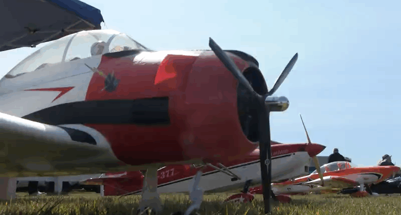 Remote-control airplane club taking off in Champaign