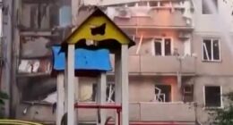 Russian airstrike hits government building in Kyiv