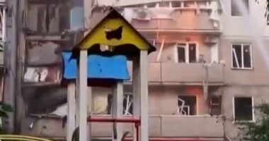 Russian airstrike hits government building in Kyiv