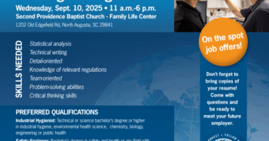 SRNS to hold 'Safety, Industrial Hygiene and Engineering Job Fair' Sept. 10