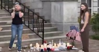 Sisters who trashed Kirk memorial 'are homeless' as they beg for cash