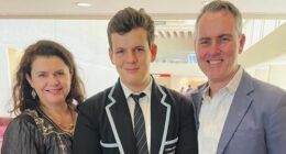 Sean Forrest with his parents Michael Forrest and Angie Ryan.