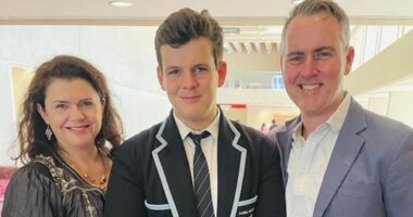 Sean Forrest with his parents Michael Forrest and Angie Ryan.