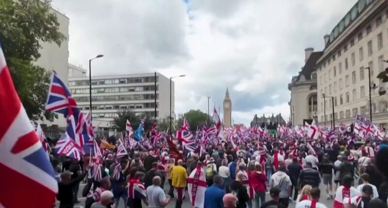 Tens of thousands march at far-right rally in London