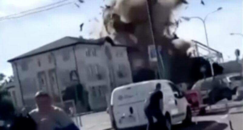 Terrifying moment kamikaze drone blows up Ukrainian university