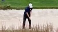 The awkward moment Brooklyn Beckham loses his golf ball