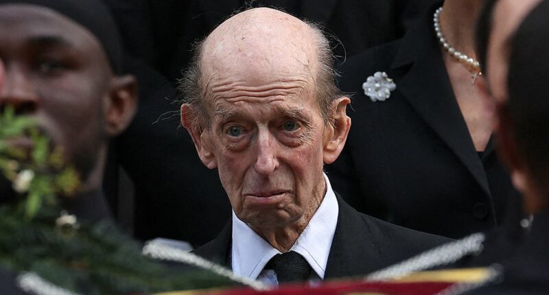 The saddest goodbye: Duke of Kent, 89, pays an emotional farewell to his wife of 64 years as he's joined by Royal Family members at Duchess' historic funeral