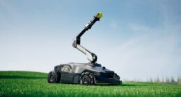 This robot lawnmower is designed to pick fruit and throw your dog a ball