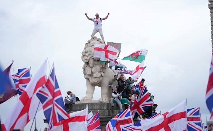 Thousands march in London in support of far-right activist Tommy Robinson
