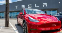 AUSTIN, TEXAS - MAY 31: A Tesla Model Y is seen on a Tesla car lot on May 31, 2023 in Austin, Texas. Tesla's Model Y has become the world's best selling car in the first quarter of 2023. (Photo by Brandon Bell/Getty Images)