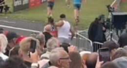 Tommy Fury caught pushing runner out the way for 'sprint finish'
