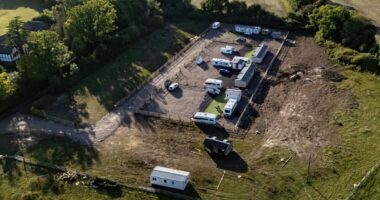 Travellers invade field and transform it into caravan park