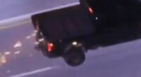 Truck loses tire and sparks fly in hour-long car chase