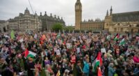Protesters gather in Parliament Square