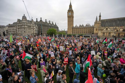 Protesters gather in Parliament Square