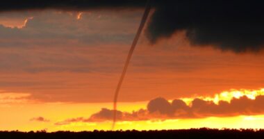 VIDEO: Waterspout spotted as sun sets over Manatee County waters