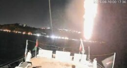 British-flagged boat in Greta Thunberg's 'freedom flotilla' is 'hit by drone' - just 24 hours after another vessel went up in flames in 'firebomb attack'