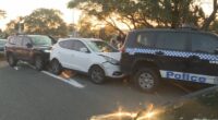 Cops sandwich car in dramatic pursuit, three arrested