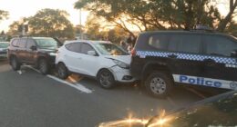 Cops sandwich car in dramatic pursuit, three arrested