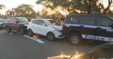 Cops sandwich car in dramatic pursuit, three arrested