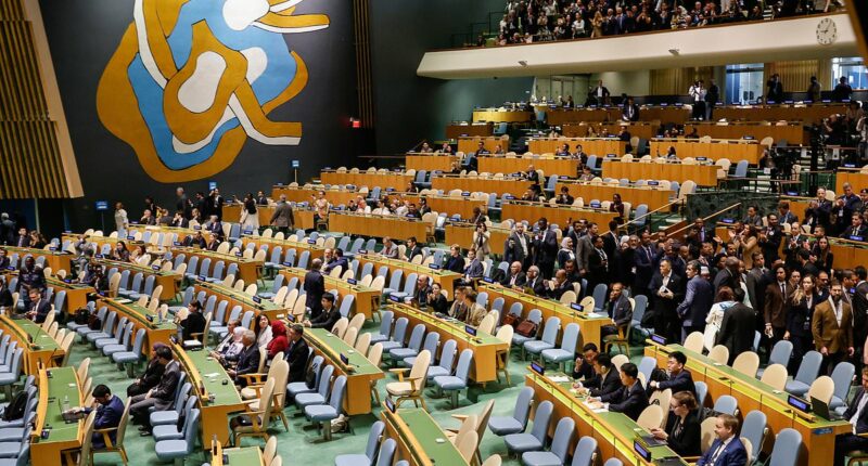 Delegates storm out of UN assembly as Netanyahu begins speech
