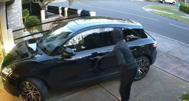Hooded men try to steal car from driveway with two adults and child inside