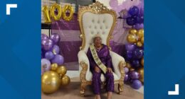 After life of service, woman dazzles in purple sparkles for 100th birthday celebration