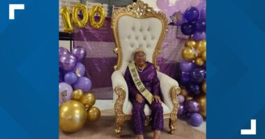 After life of service, woman dazzles in purple sparkles for 100th birthday celebration