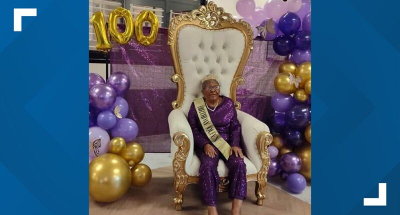 After life of service, woman dazzles in purple sparkles for 100th birthday celebration