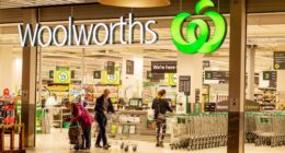 Sydney, Australia 2021-01-07: Exterior view of Woolworths Miranda supermarket during the COVID-19 pandemic lockdown
